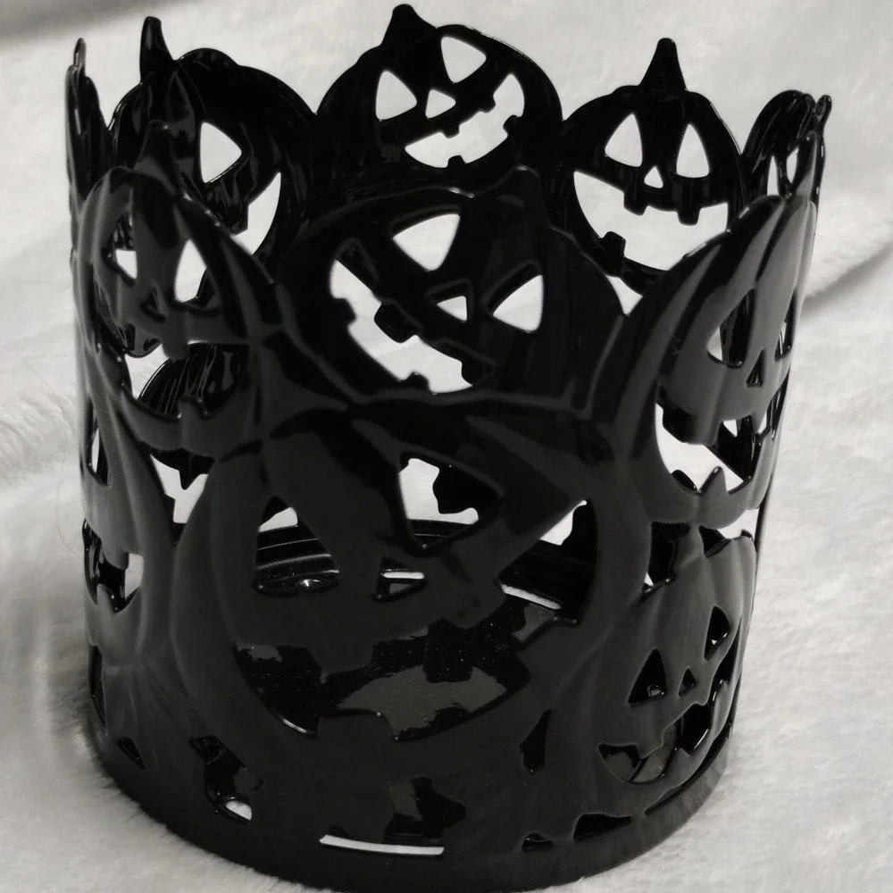 Yankee Candle Black Metal Jack Pumpkin Halloween‎ Candle Holder 4x4 Inches